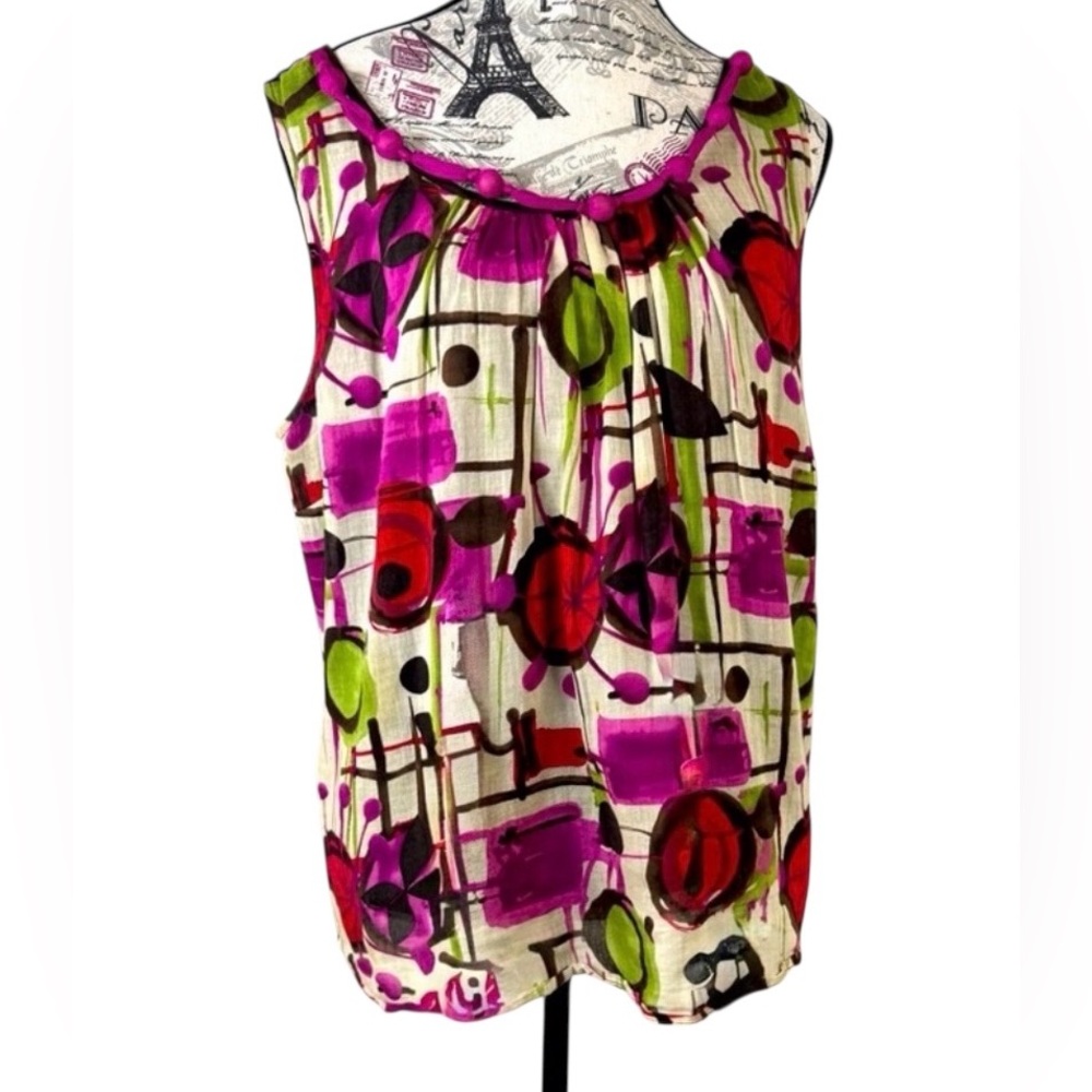 R-Q-T Cotton Multicolor Abstract DesignTop size Medium